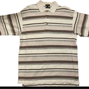 COACH Men’s Vintage Short Sleeve Polo. Cream w/Stripes. 100% Cotton  Sz. MD